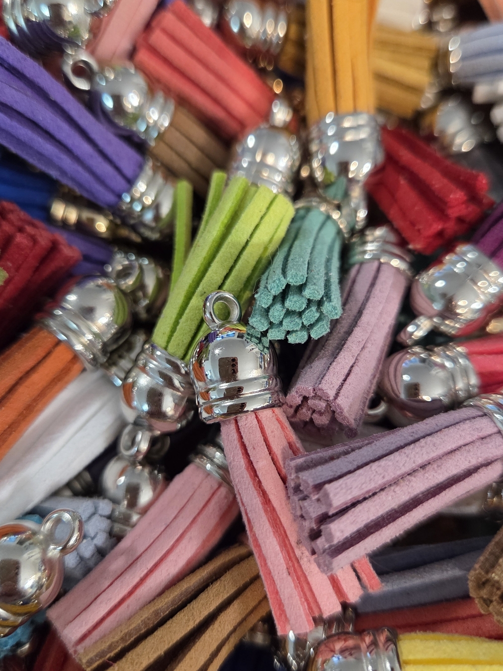55-Colorful Suede Tassel Charm Lot Amazing Deal - Bulk Pricing - Picture 2 of 6